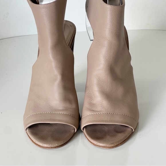 Vince Addie Open-Toe Buckle-Back Sandal Taupe Wood Block Heel Size 8.5 - Picture 8 of 13